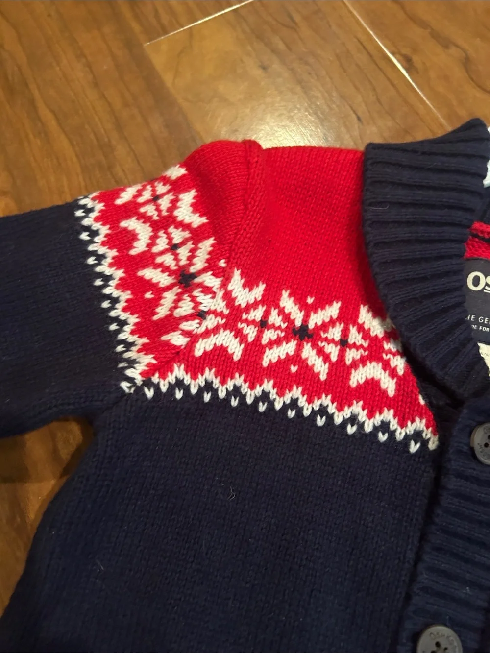 OshKosh B'gosh Navy, Red & White Fair Isle Knit Cardigan